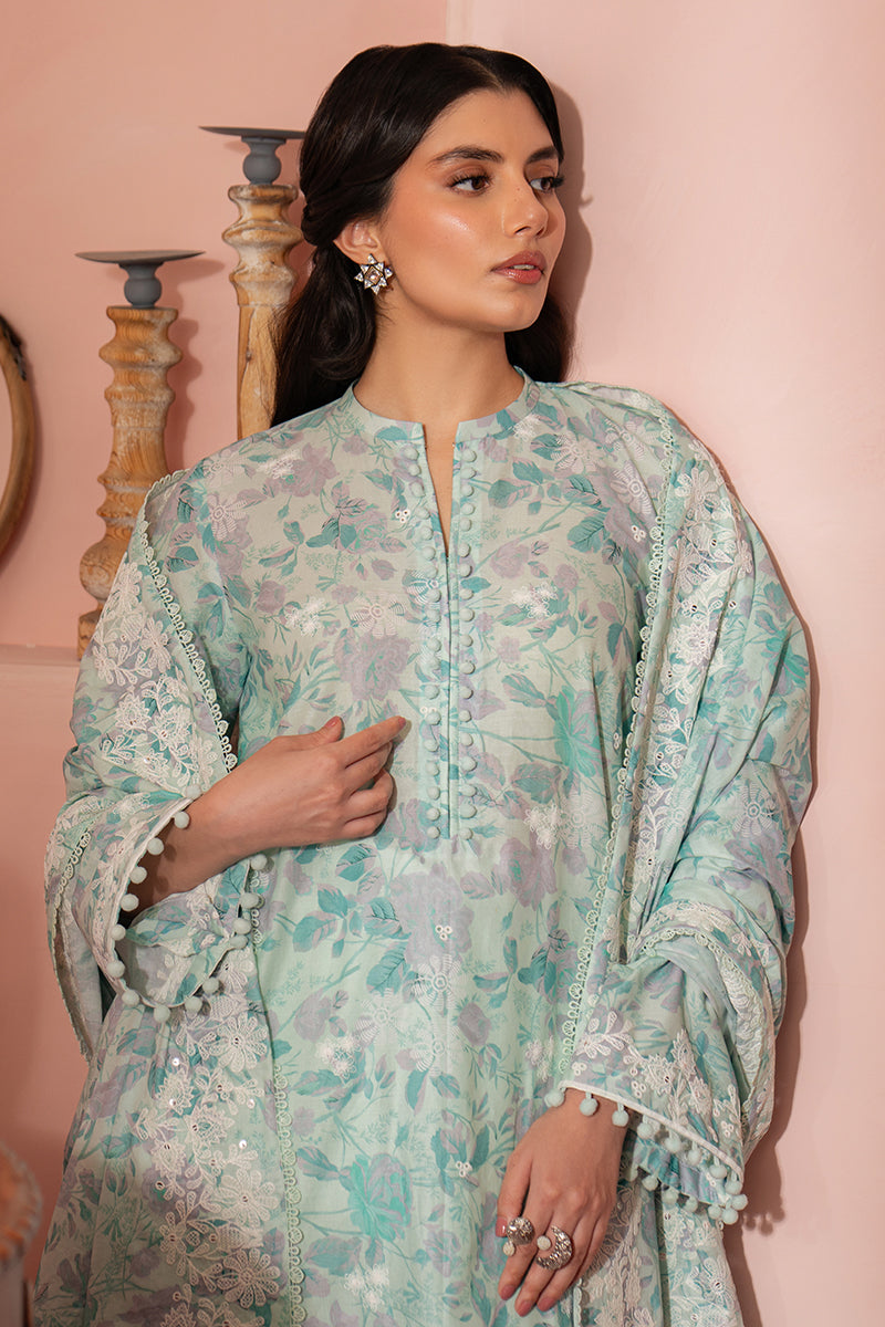 Mint Haze 3-Piece Printed Suit for Women | Stylish Matching Outfit Set | Perfect for Office Wear, Parties & Special Occasions