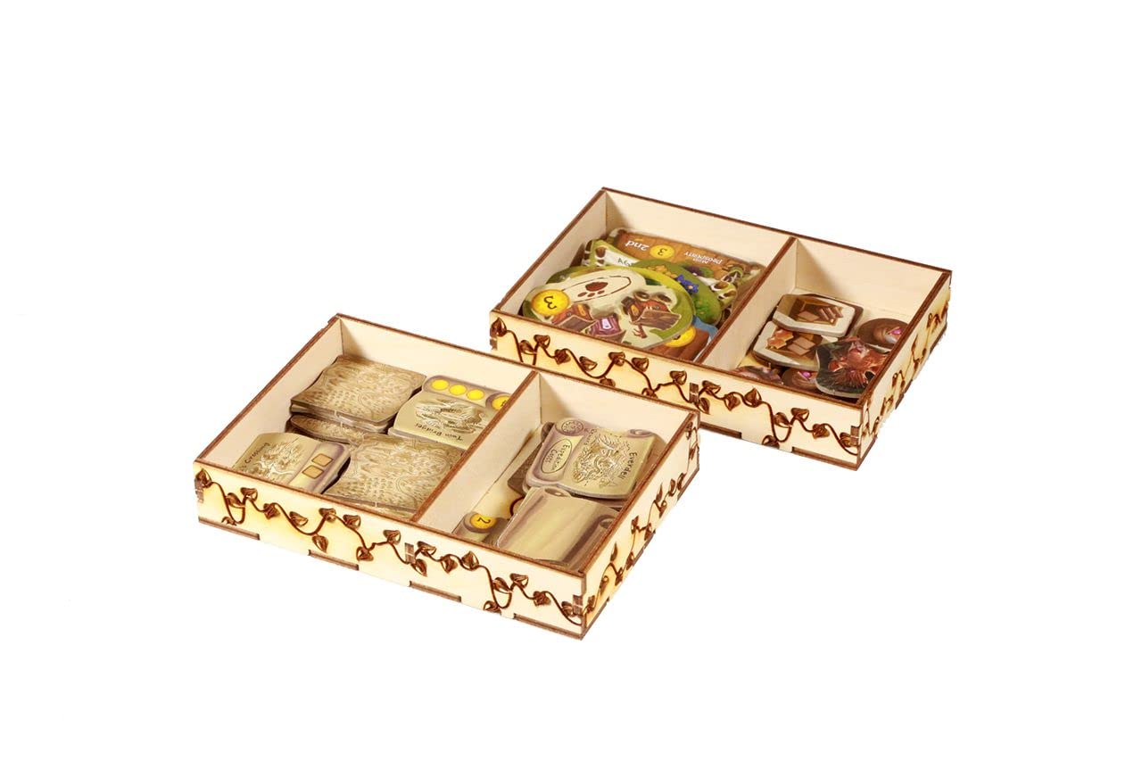 Everdell Board Game Organizer - Wooden Storage Box with Adjustable Trays for Tokens, Coins & Cards | Compatible with The Broken Token | Perfect for Game Night Organization & Component Protection