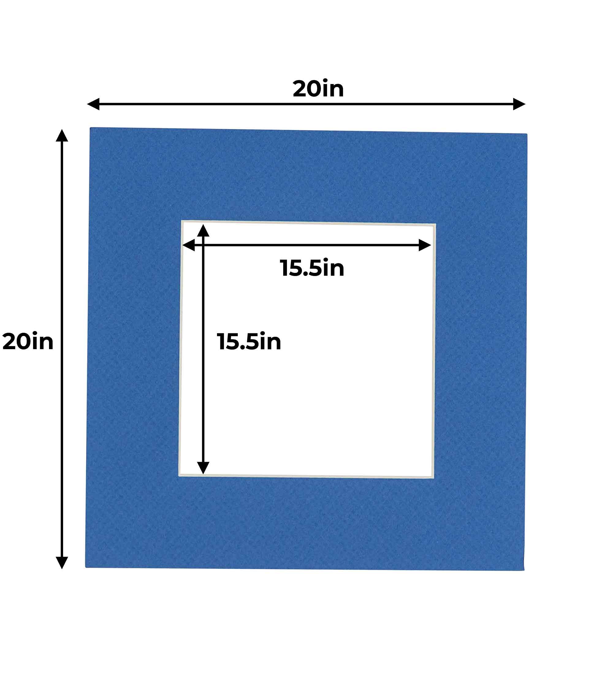 20x20 Inch Precut Royal Blue Acid-Free Picture Matboard - Bevel Cut Display Mat for 16x16 Photos & Art - Pack of 10 with Backing Boards & Clear Bags - Perfect for Framing, Scrapbooking, and Home Decor