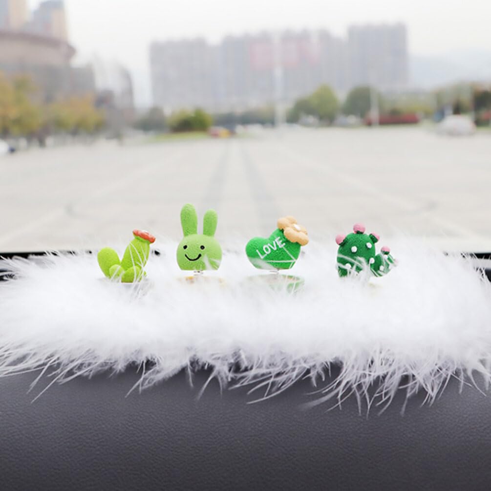 Wakauto Mini Resin Potted Succulents Car Dashboard Decor Set with Mat - Stylish Mini Figurines Statue for Car Interior Decoration, Office Desk, and Home Decor