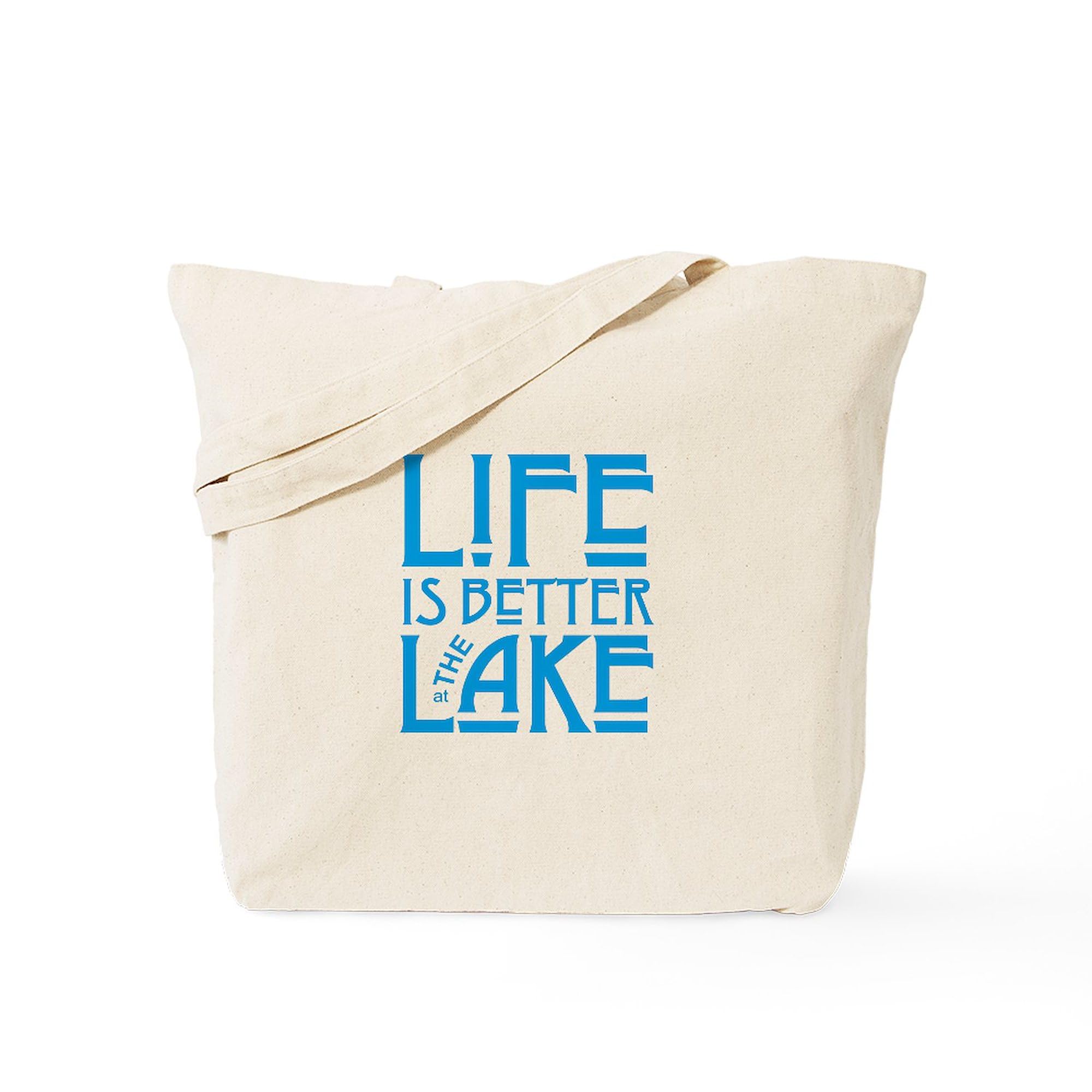 Life Is Better At The Lake Tote Bag - Natural Canvas Reusable Shopping Bag for Groceries, Beach Trips & Daily Errands