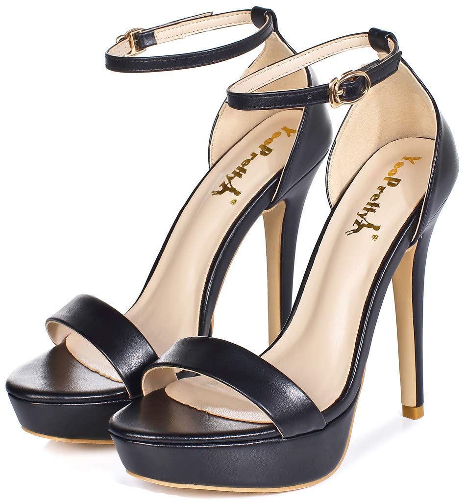 YooPrettyz Women's Metallic Ankle Strap Platform High Heel Dress Sandals - Elegant Party Shoes for Weddings, Prom & Evening Events