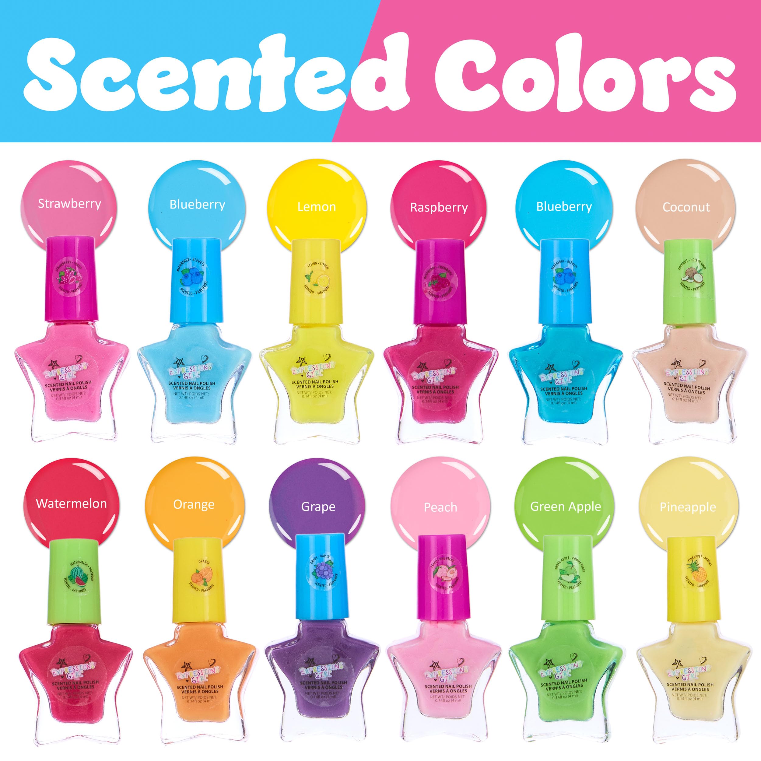 12pc Scented Nail Polish Set - Star-Shaped Mini Polishes for Girls | Manicure & Pedicure Kit for Parties & Gifts