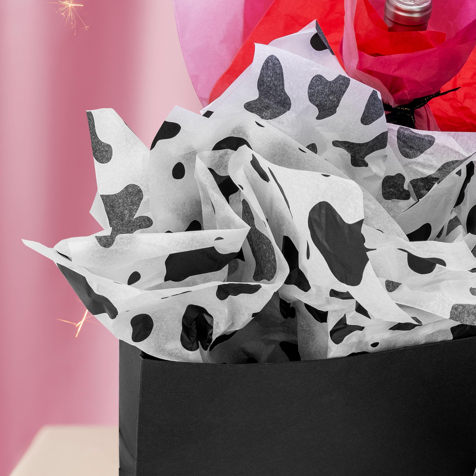 Premium 50 Sheets Cow Print Tissue Paper, 14 x 20 Inch - Black and White Cow Pattern Gift Wrapping Paper for Birthday Party, Baby Shower & Western Theme Events - Perfect for Gift Bags, Party Decorations and Craft Projects