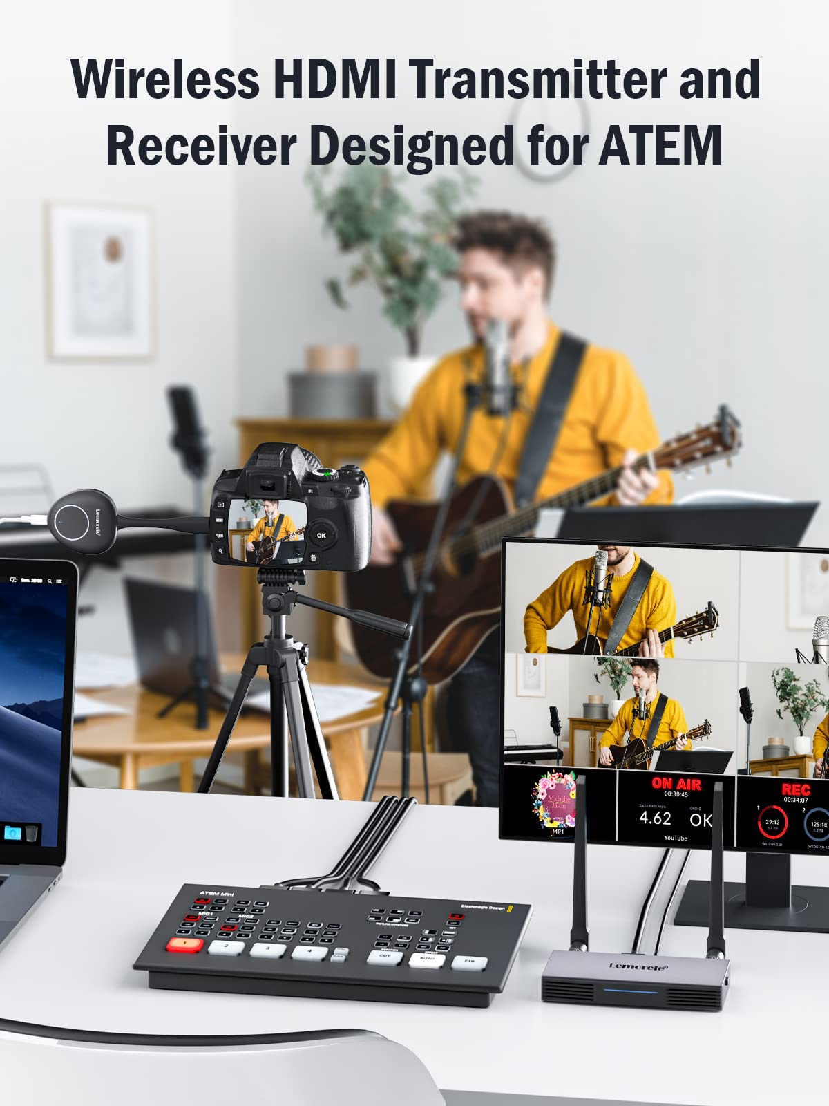 Lemorele 165FT/50M HDMI Wireless Transmitter and Receiver Kit - Full HD 1080P Wireless Video Transmission for Home Theater, Gaming & Presentations