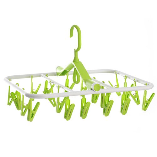 Zebratown 360° Rotating Foldable Clothes Hanger with 20 Hooks for Socks, Shirts, Pants - Space Saving Storage Solution for Closet, Laundry Room (Green)