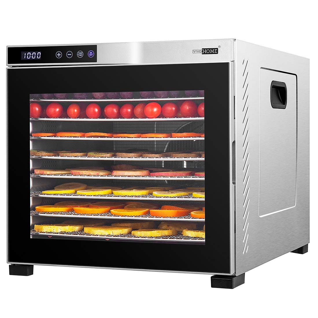 VIVOHOME 1000W Commercial Food Dehydrator - 10 Stainless Steel Trays with Digital Timer & Temperature Control - Perfect for Drying Fruits, Vegetables, Meat & Making Beef Jerky - ETL Certified for Home & Commercial Use