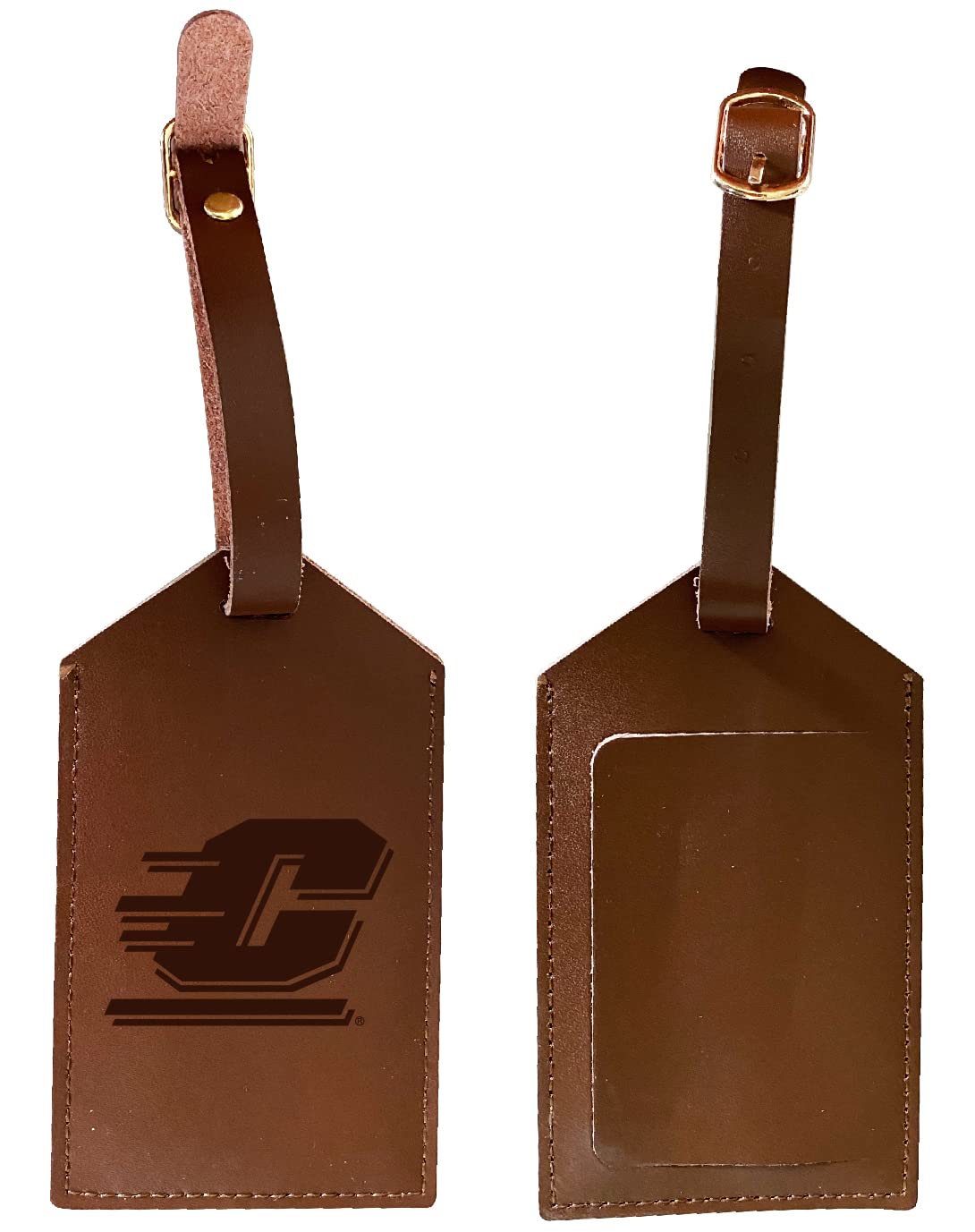 Officially Licensed Central Michigan University Leather Luggage Tag - Personalized Engraved College Travel Accessory for Alumni & Fans - Perfect for Suitcases, Backpacks & Travel Bags