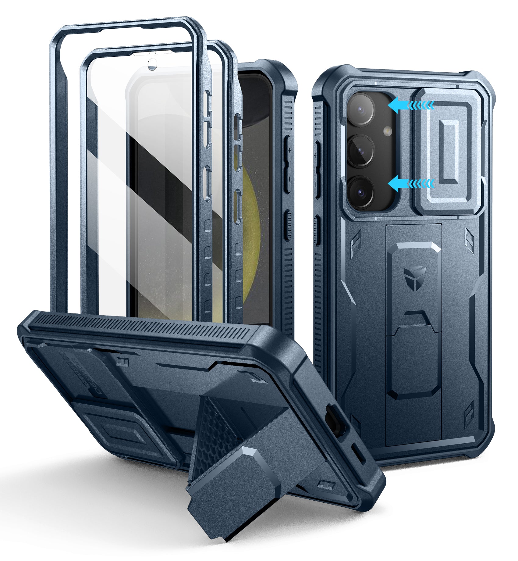 Durable Shockproof Rugged Case for Samsung Galaxy S24 Plus - Full Body Protection with Built-in Screen Protector, Slide Camera Cover & Kickstand | Perfect for Outdoor, Work & Daily Use