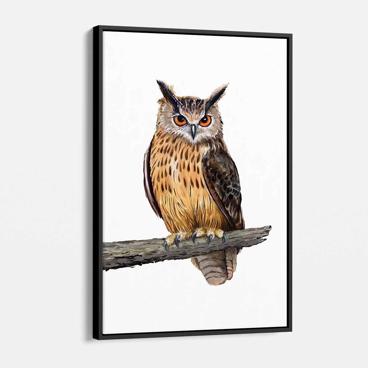 Brown Owl Wall Art Canvas Print - Handmade Home Decor for Living Room, Bedroom & Office - Nature Inspired Wildlife Painting (9855)