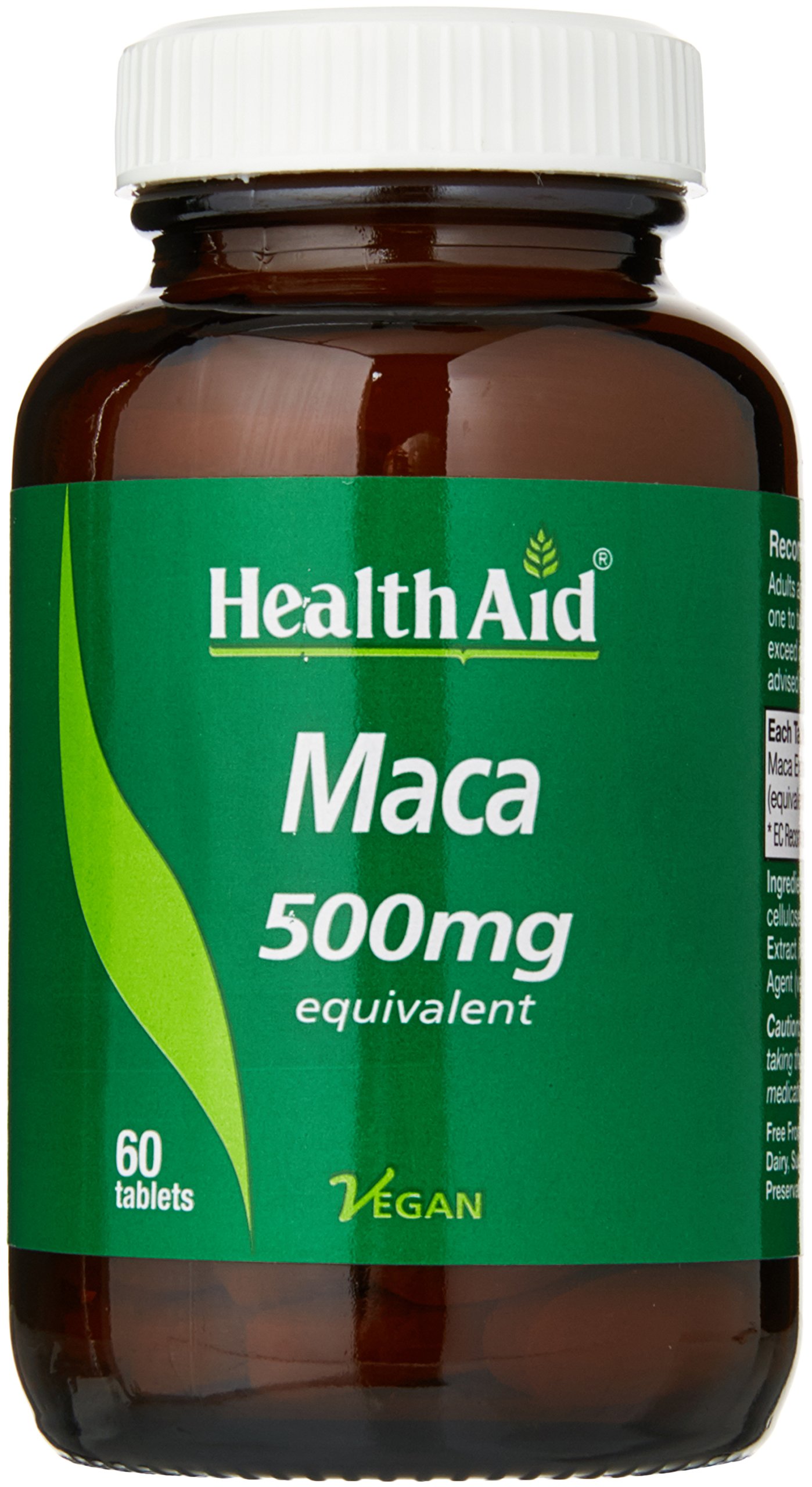 HealthAid Maca Root 500mg Supplement - 60 Tablets for Energy, Stamina & Hormonal Balance - Natural Peruvian Maca Powder Capsules for Men & Women - Boost Vitality & Endurance for Workouts & Daily Activities