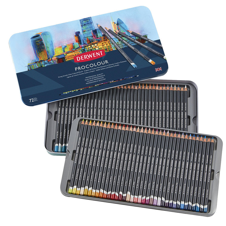 Derwent Procolour Colored Pencils Set - 72 Premium Artist Pencils in Tin Case for Drawing, Sketching & Adult Coloring Books | Perfect for Professional Artists & Beginners