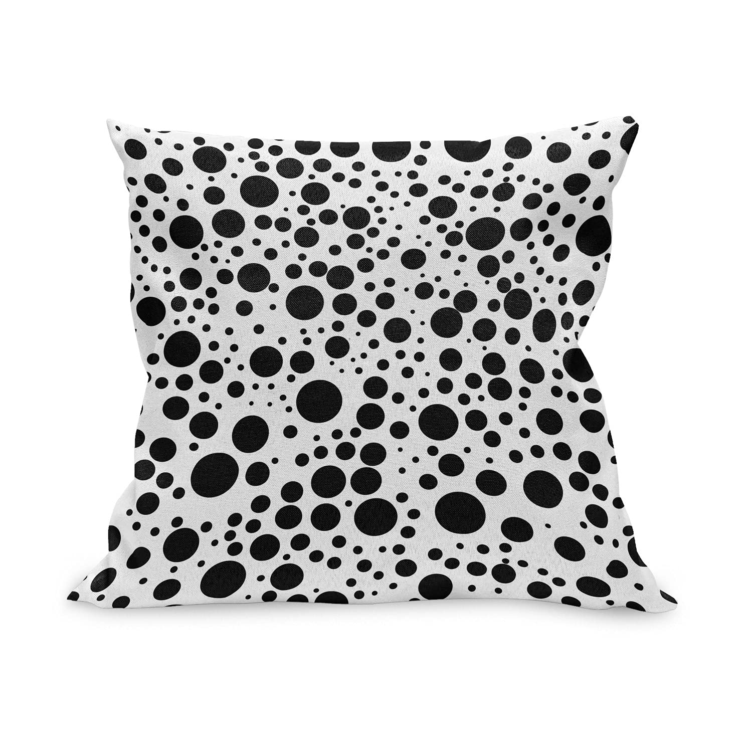 Ambesonne Black and White Dot Throw Pillow Cover 40x40 Inches - Modern Minimalist Bubbles Pattern Decorative Square Accent Cushion Case for Sofa, Bed, Living Room & Home Decor