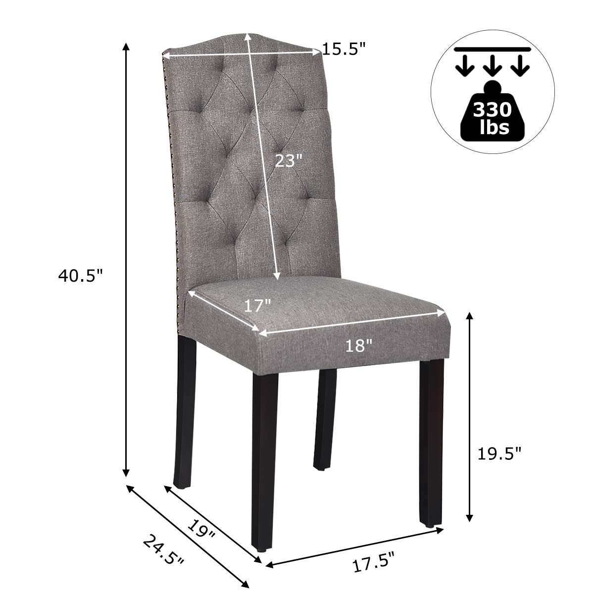Giantex 4-Piece Tufted Fabric Dining Chair Set with Nailhead Trim - Modern Upholstered Parsons Chairs with Padded Seat & Tall Backrest - Perfect for Kitchen, Dining Room, Breakfast Nook & Home Decor