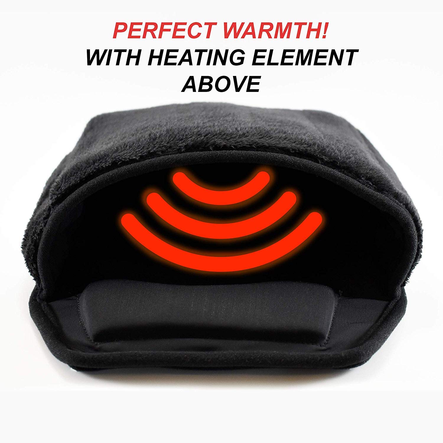 JULAN USB Heated Mouse Pad Hand Warmer - Plush Winter Warm Cushion with Wrist Support for Office & Home Use - Black (Perfect for Cold Weather Computer Work & Gaming)