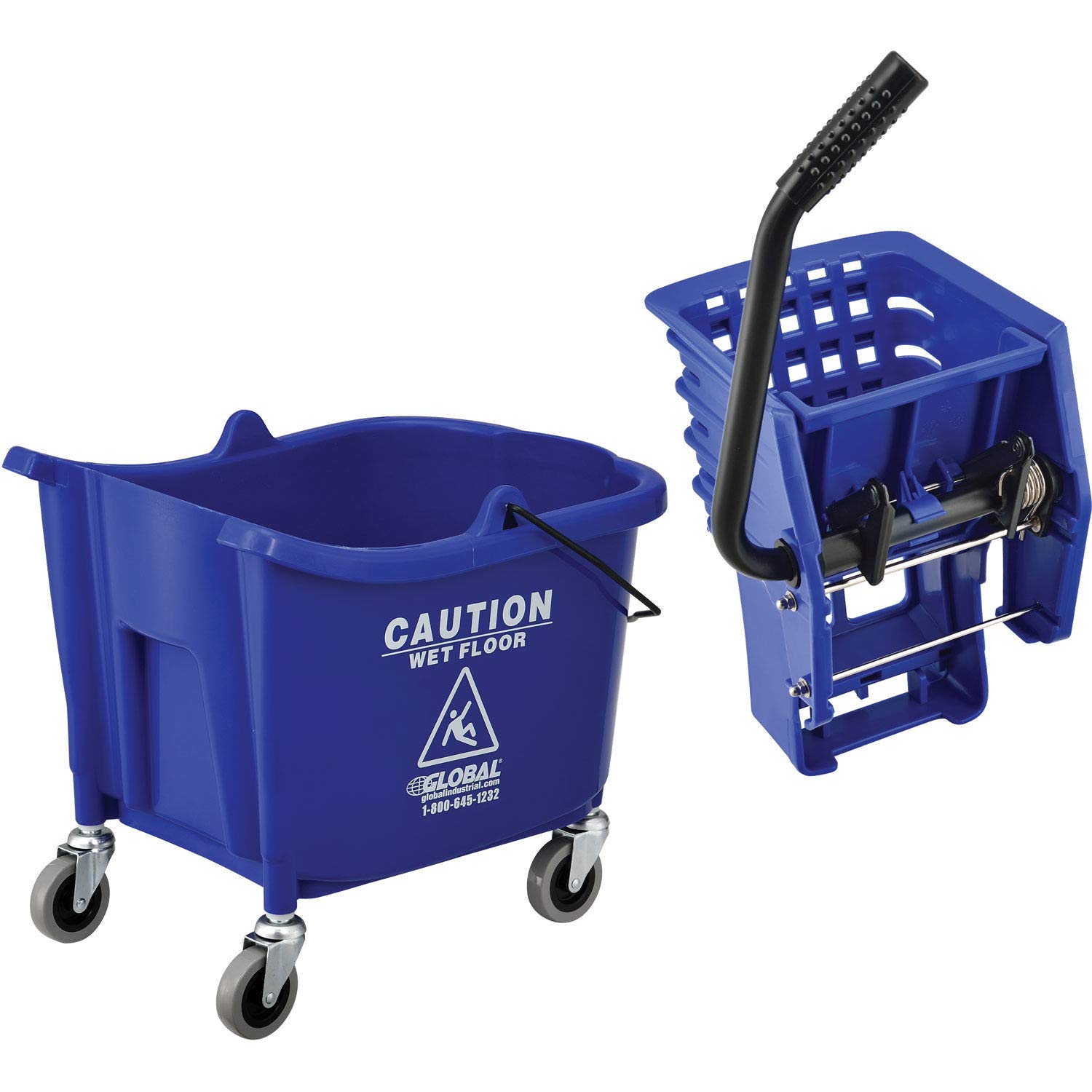 Global Industrial Mop Bucket with Wringer & Side Press - Heavy Duty Cleaning System for Commercial & Home Use - Ideal for Floors, Garages & Janitorial Services