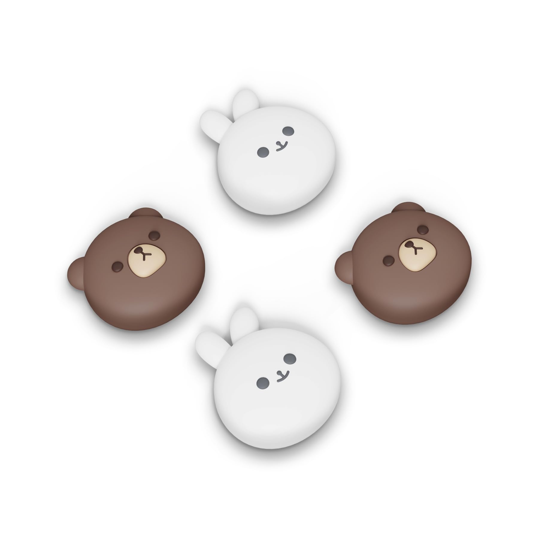 PlayVital Joystick Caps for PS5, PS4, Xbox Series X/S, Xbox One & Switch Pro Controller - Cute Bear & Smiley Rabbit Design | Protective Analog Stick Covers for Enhanced Grip & Comfort | Perfect for Gaming, Streaming & Long Play Sessions
