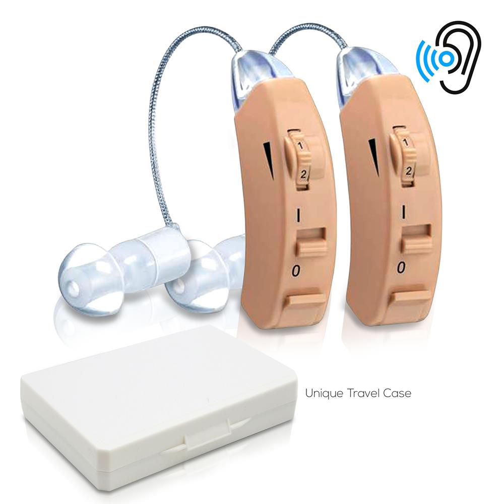 Dual Channel Hearing Amplifiers for Adults - Rechargeable Personal Sound Enhancer for TV Watching, Conversations & Outdoor Activities