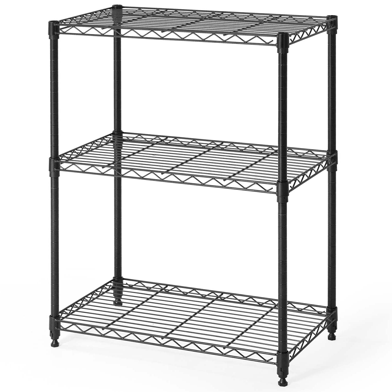 3/4/5-Tier Adjustable Height Black Steel Wire Shelving Unit - Heavy Duty Garage Storage Organizer with Leveling Feet for Home, Office, Warehouse & Commercial Use