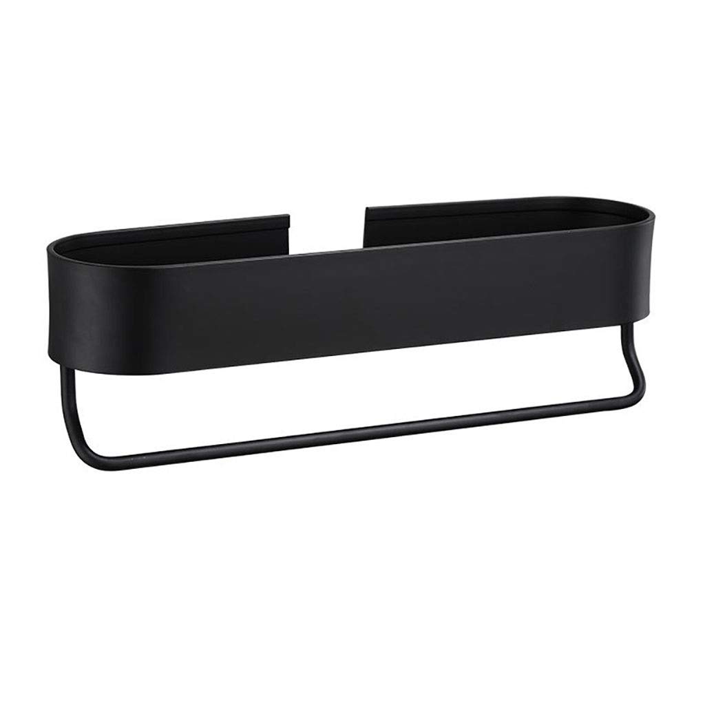 Black Bathroom Shelf Rack & Shower Storage Basket - Wall Mounted Towel Holder & Kitchen Organizer for Bathroom, Shower, and Kitchen Accessories Storage