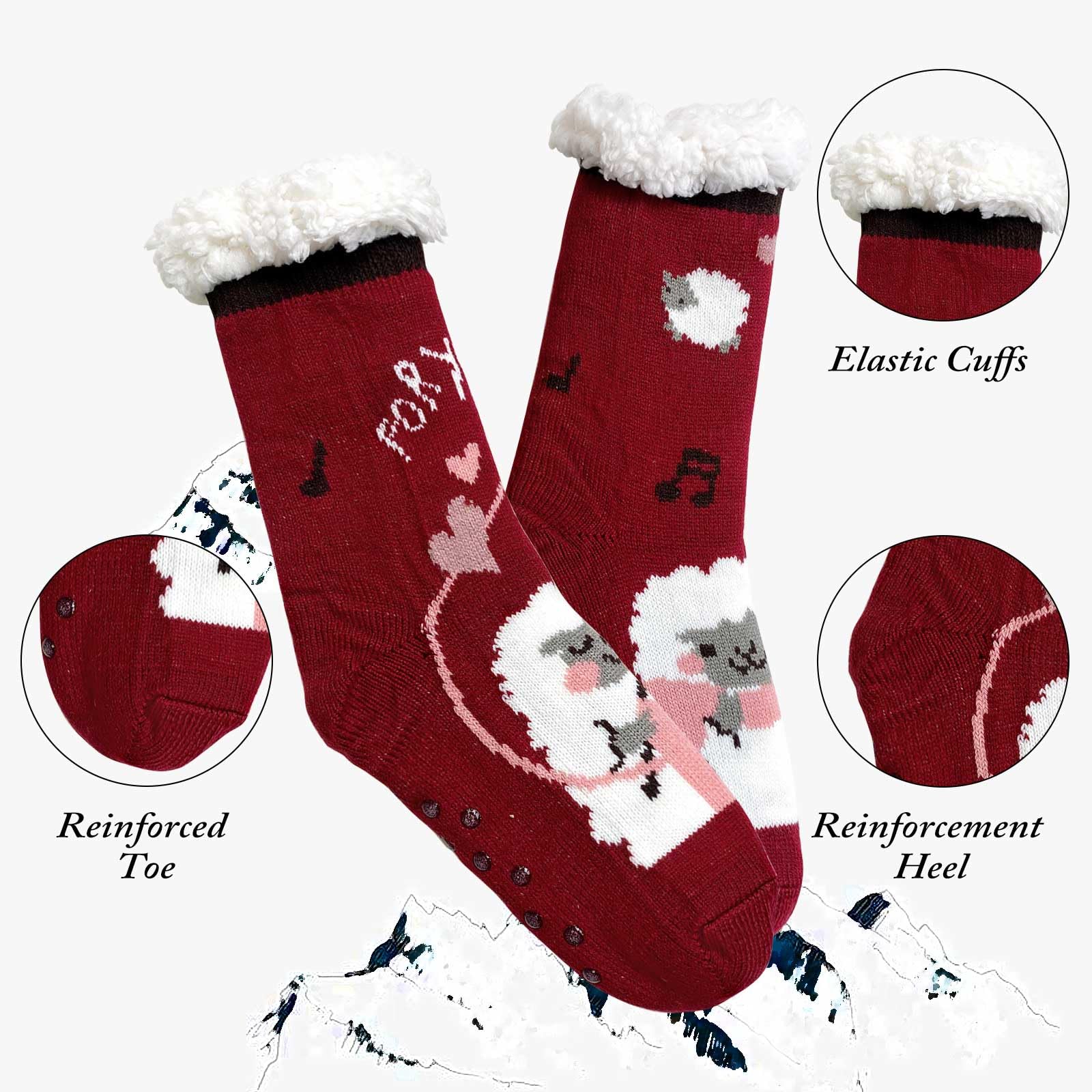 ZAKASA Non-Slip Fuzzy Socks for Women - Warm Winter Grip Slipper Socks, Soft Thick Fluffy Cozy Socks - Perfect Christmas Gift for Indoor, Outdoor & Home Wear