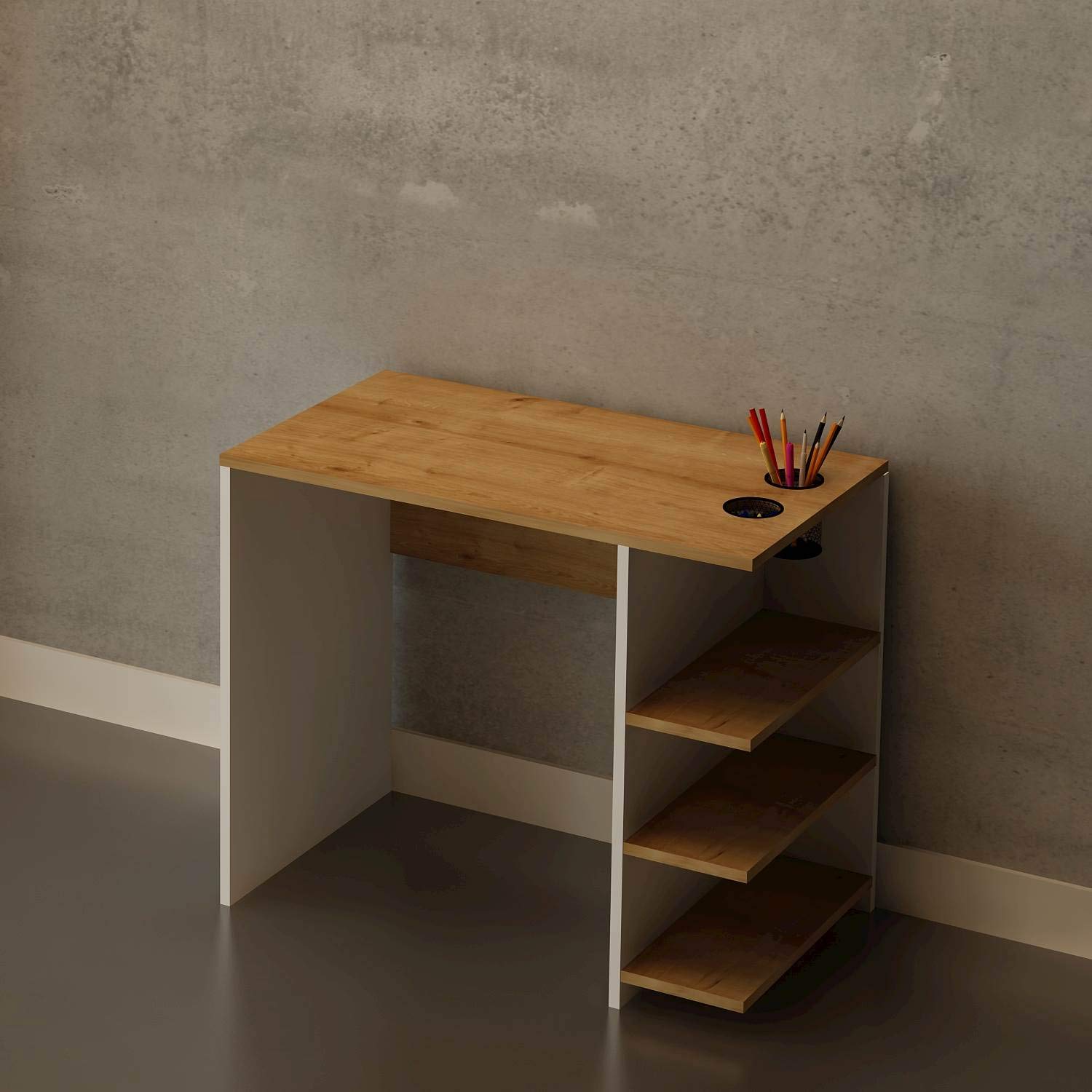BTS Wooden Desk with Shelves - 35.4