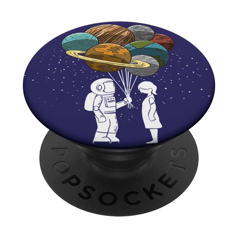 Funny Astronaut Balloon Planets Spaceman Galaxy PopSockets Swappable PopGrip - Perfect Gift for Girls, Space Lovers & Sci-Fi Fans | Great for Phones, Tablets & Daily Use