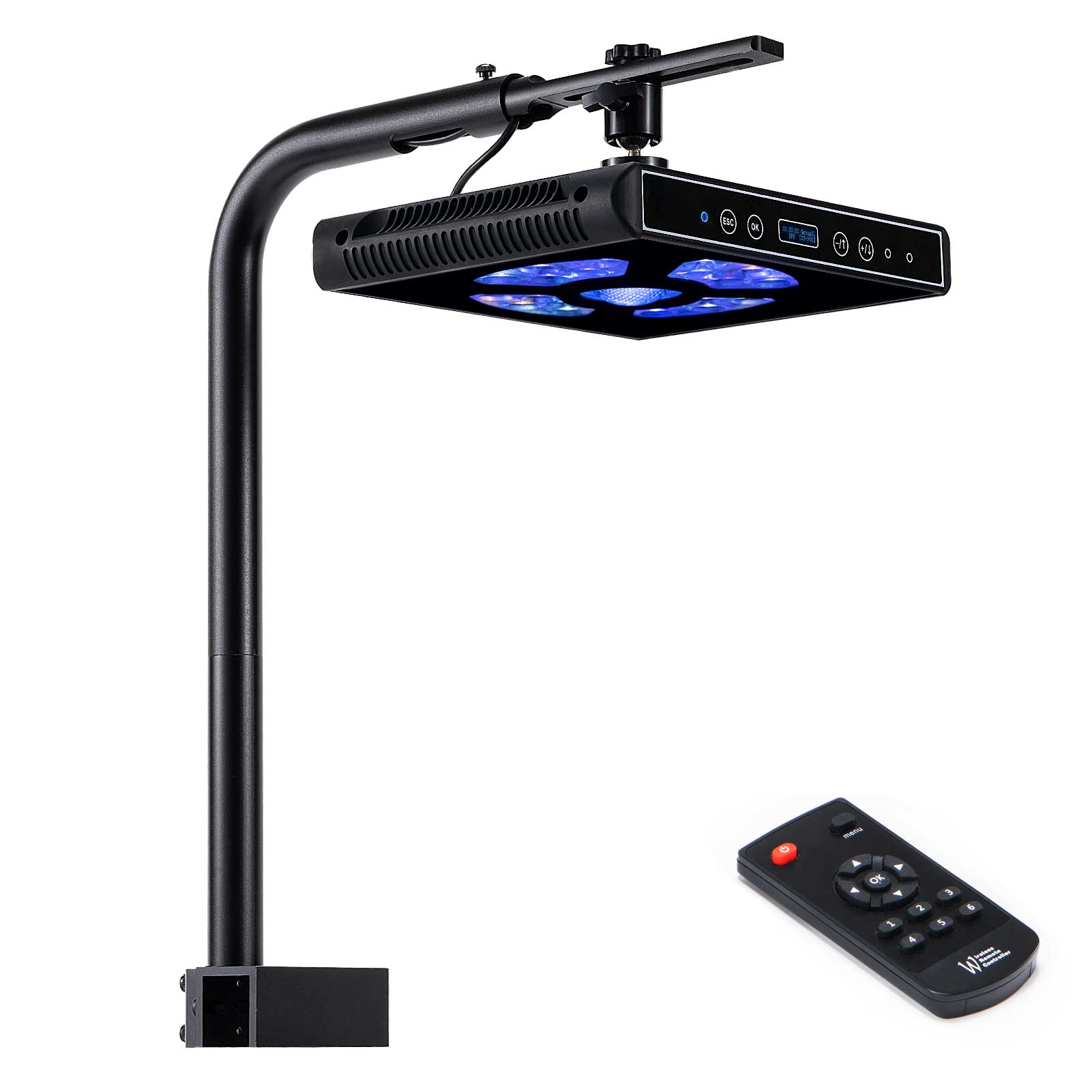 100W 5-Channel Aquarium LED Light with Sunrise Sunset & Moonlight Modes for Coral SPS LPS Saltwater Reef Tank (Black) - Perfect for Marine Fish Tanks, Coral Growth, and Enhancing Aquatic Life
