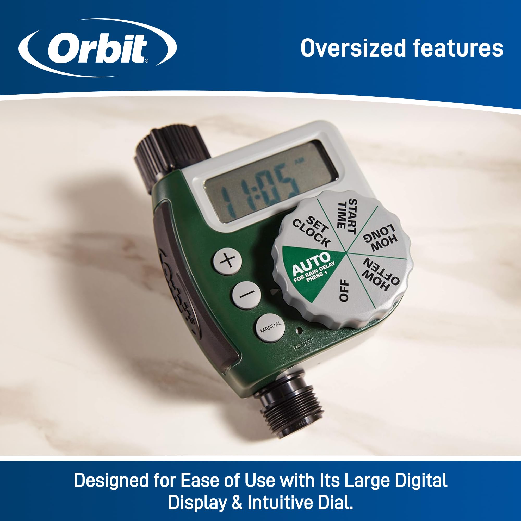 Orbit 62061Z 1-Outlet Programmable Hose Faucet Timer - Smart Watering Controller for Garden, Lawn & Outdoor Plants - Automatic Irrigation System for Sprinklers & Drip Systems