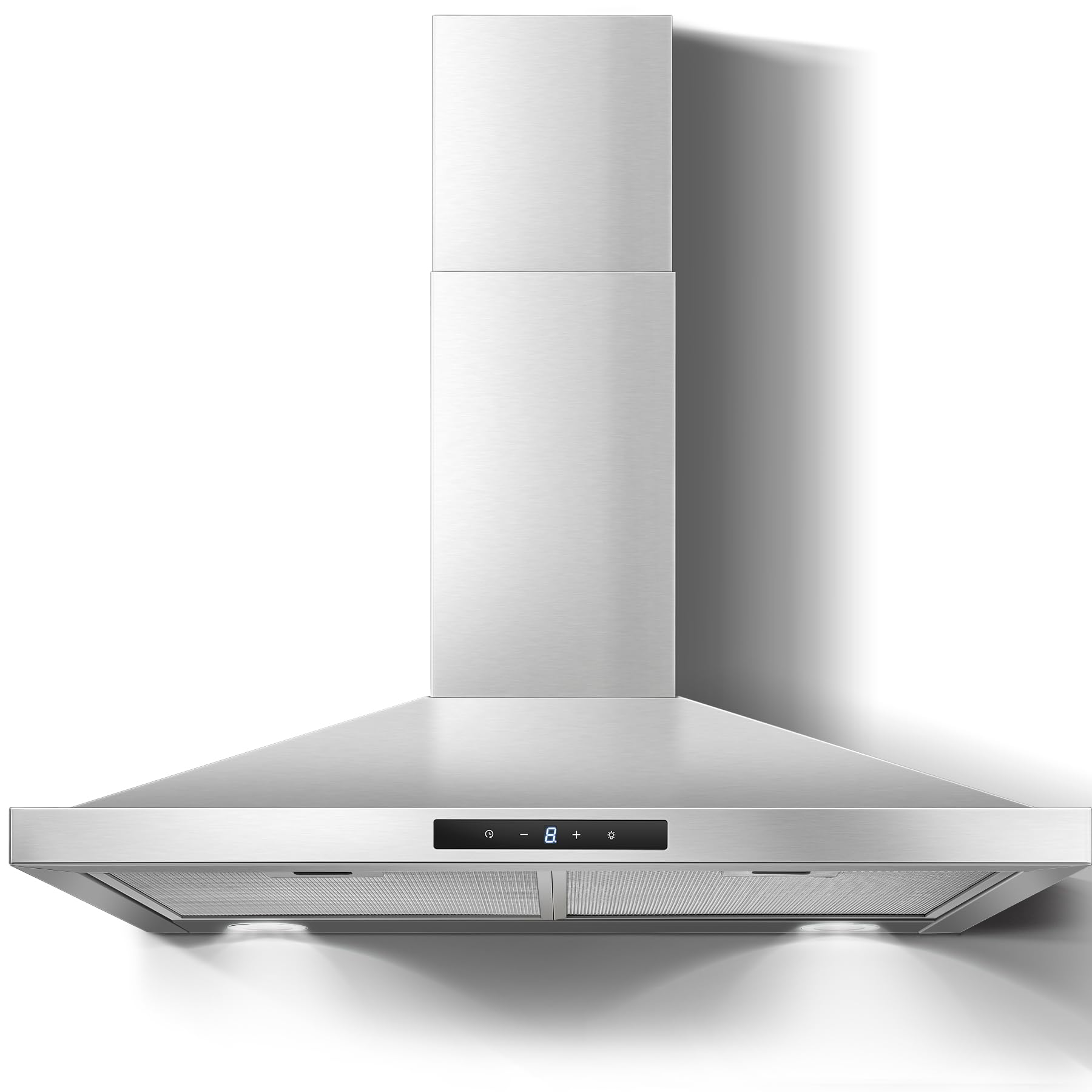 30 Inch Stainless Steel Range Hood - Wall Mount Kitchen Vent Hood with 3 Speed Settings, Touch Control, 5-Layer Mesh Filters & LED Lights | Ducted/Ductless Convertible for Home, Restaurant & Commercial Kitchen Use