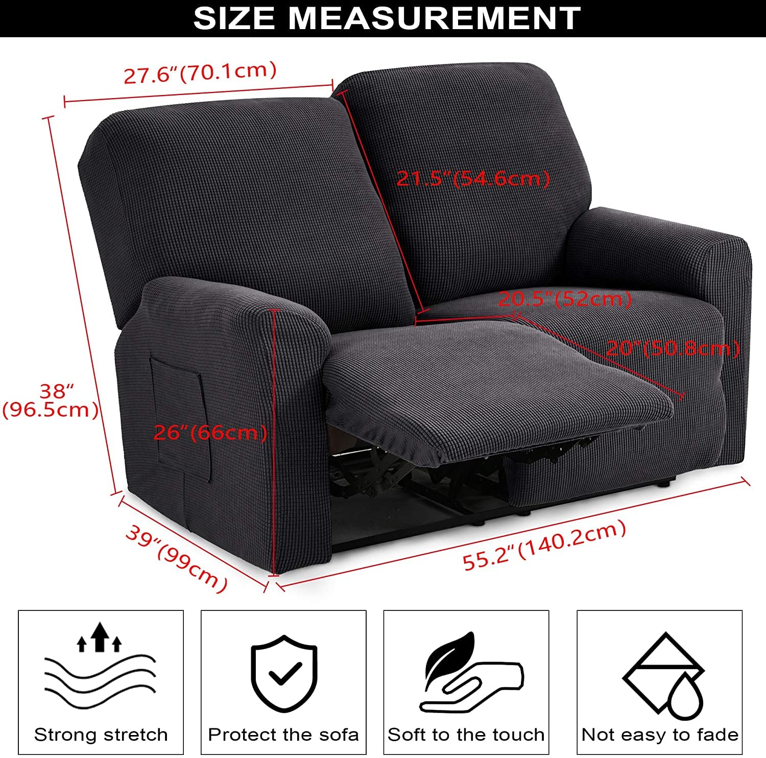 Stretch Milk Silk Loveseat Recliner Cover - 2 Seat Sofa Slipcover for Double Recliner, Furniture Protector (Beige) | Perfect for Living Room, Home Theater & Family Room Decor