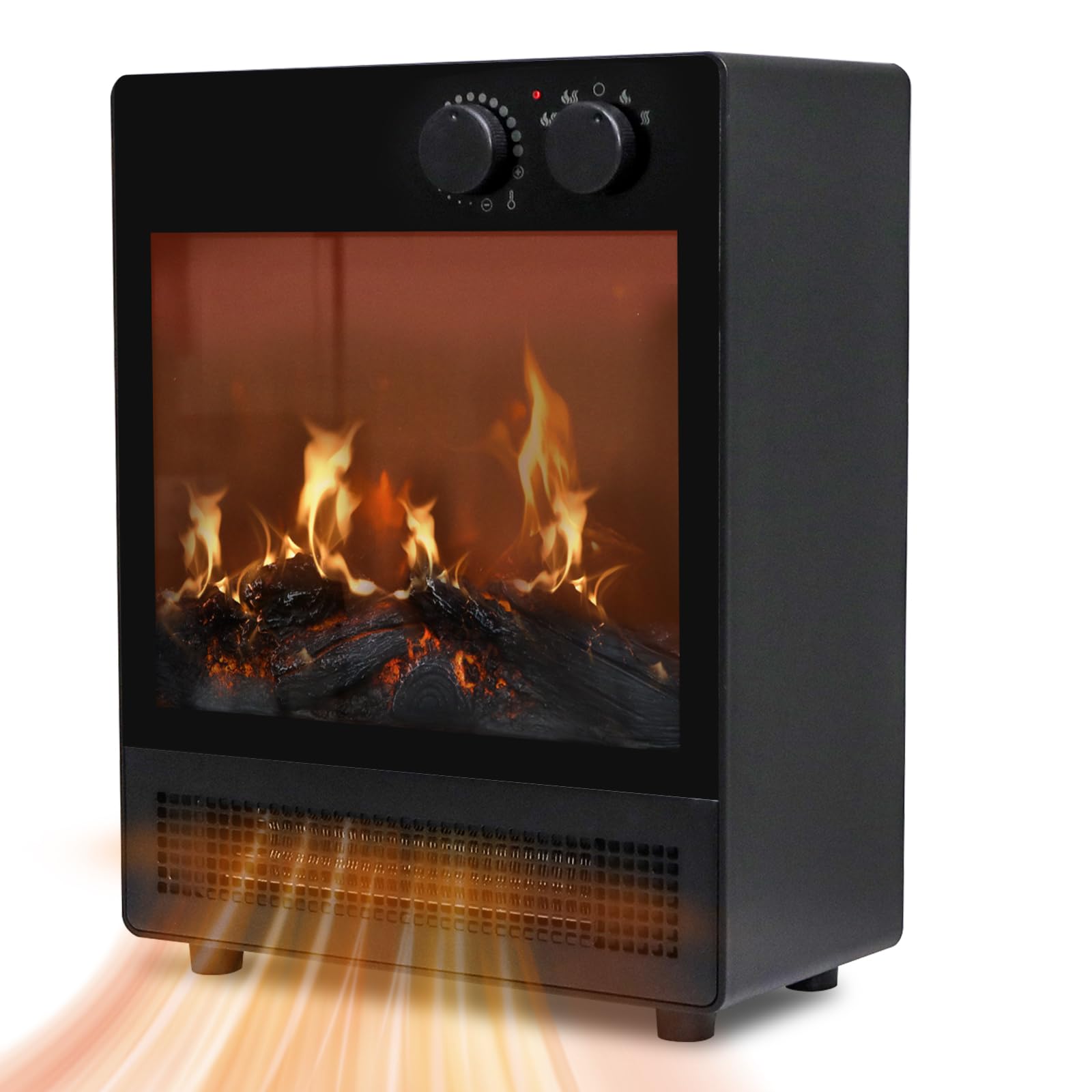 750W/1500W Electric Fireplace Heater with Realistic LED Flame - Portable Indoor Space Heater for Home, Office & Bedroom | Energy Efficient & Safe Heating Solution