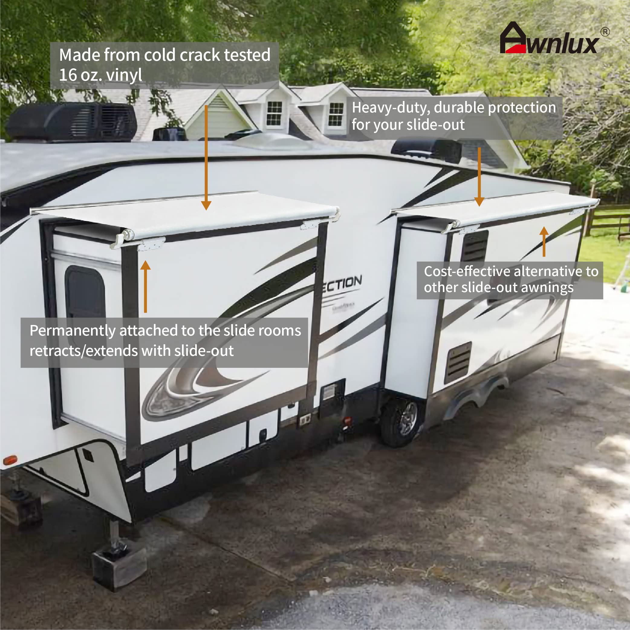 Awnlux White Modular Slide Topper Awning for RVs - 9'6