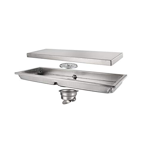 304 Stainless Steel Linear Shower Drain with Removable Cover - 300×110mm Chrome Rectangle Floor Drain with Deodorizer - Perfect for Modern Bathroom & Walk-in Shower Drainage System