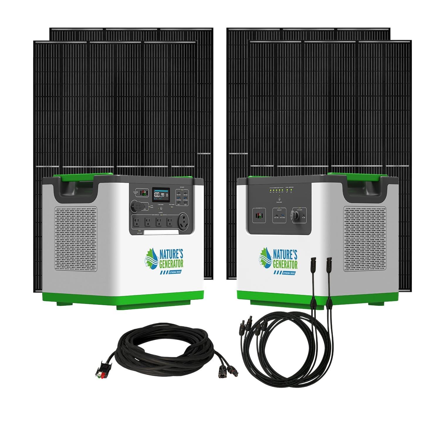 Nature's Generator Lithium 3600 Solar Power Station - Portable Solar Generator for Camping, RV, Emergency Backup & Off-Grid Power (3000W, 3600Wh)