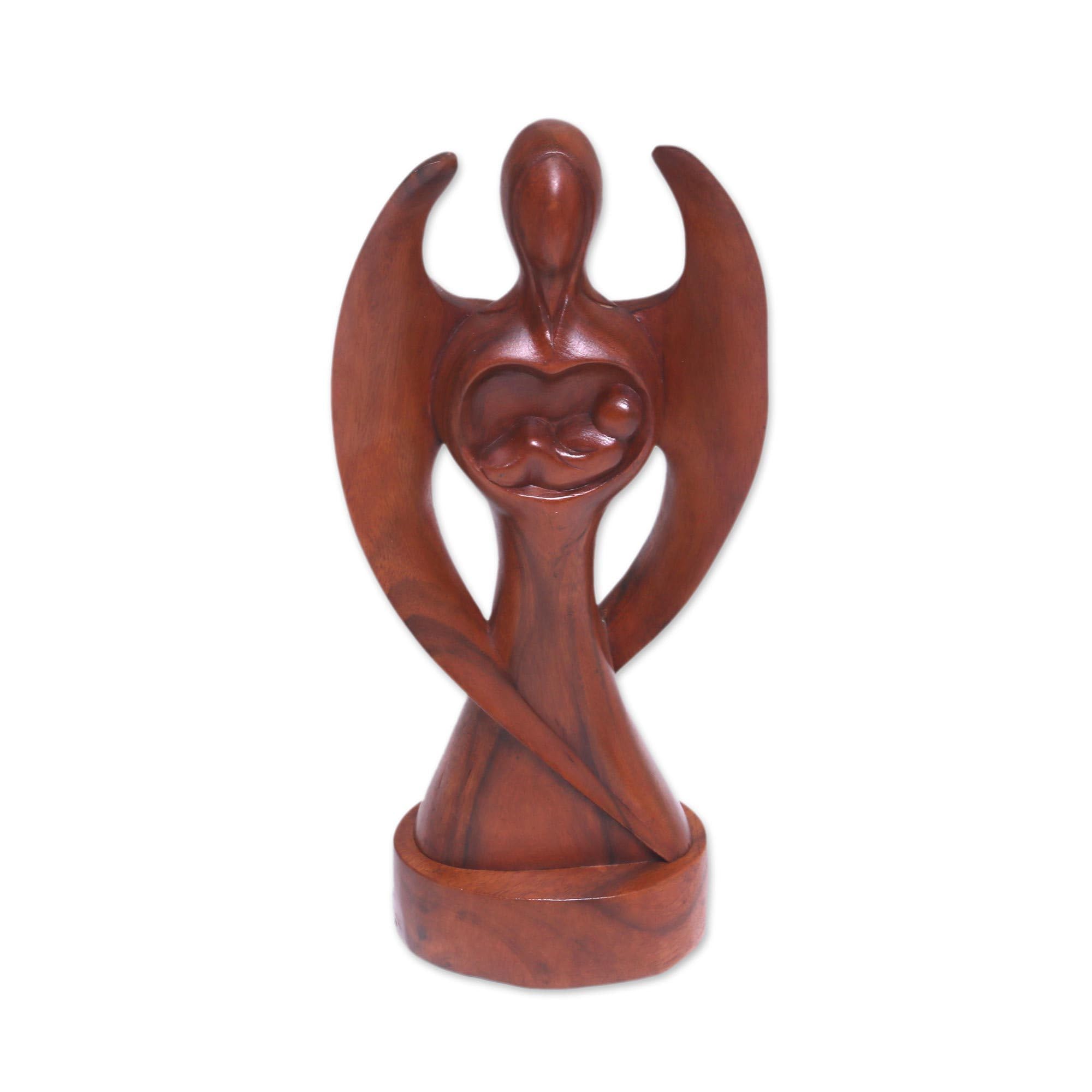 Handmade Baby Guardian Wood Suar Sculpture - Unique Handcrafted Nursery Decor for Baby Shower Gifts & Newborn Protection