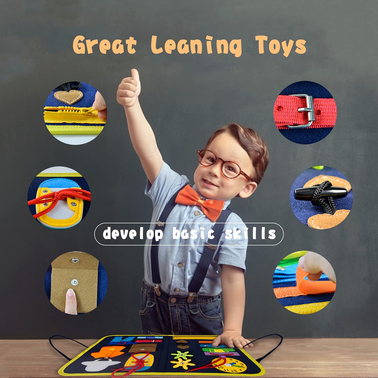 VARANO Montessori Busy Board for Toddlers - Sensory Activity Toy for Fine Motor Skills Development, Educational Travel Toys for Airplane & Car Rides, Perfect Gift for Boys & Girls Ages 2-6 - Ideal for Home, Classroom & On-the-Go Learning