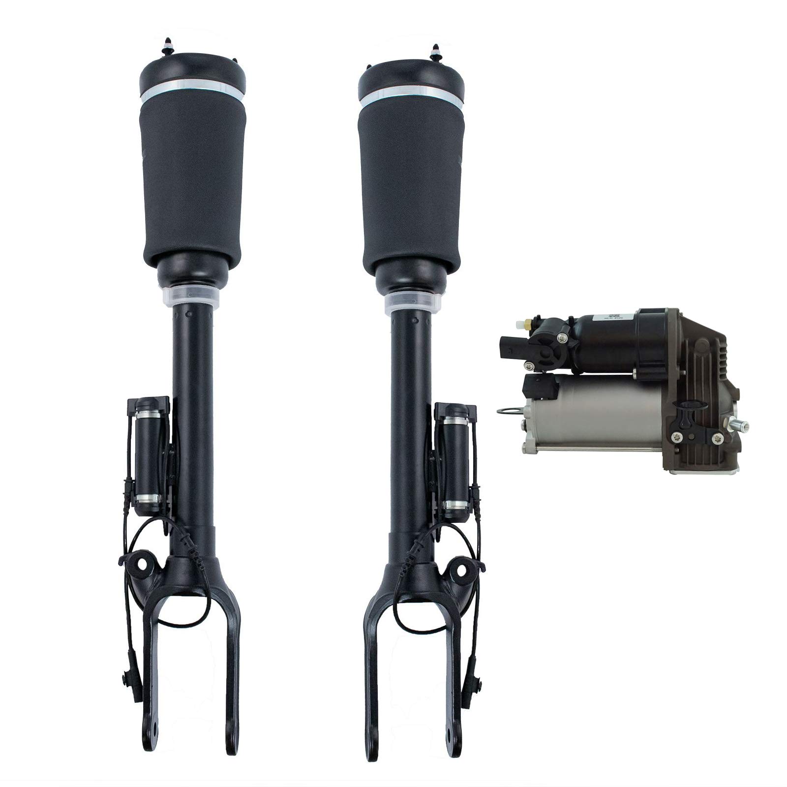 TRQ 3-Piece Air Suspension Kit with Front Shocks & Compressor for Mercedes Benz - Perfect for Smooth Rides & Enhanced Comfort on Luxury Vehicles
