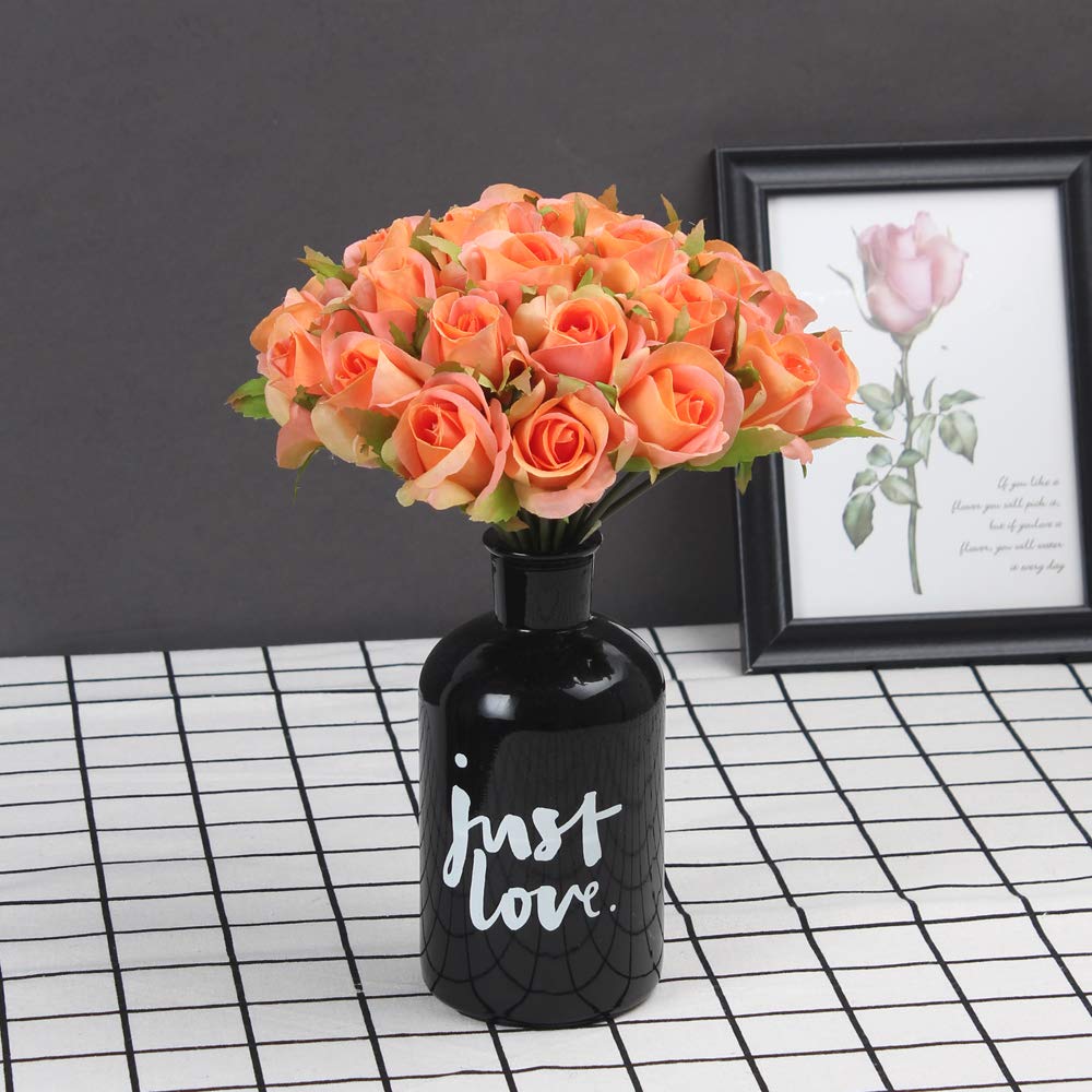 Artificial Rose Flowers - 26 Heads Ivory Bridal Bouquet for Wedding, DIY Floral Arrangement, Home & Hotel Decoration (Orange) | Perfect for Wedding Centerpieces, Bridal Showers, Party Decor & Room Styling