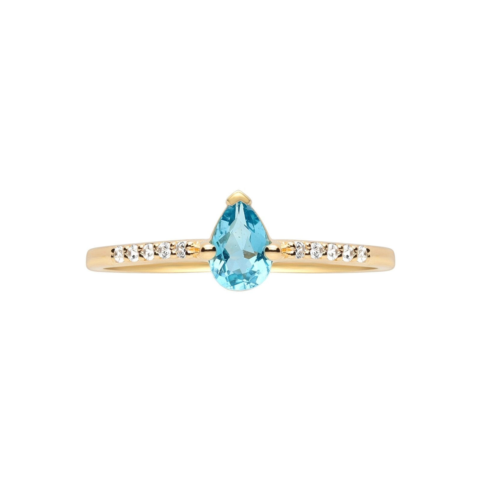 Blue Topaz Pear Earrings with Cubic Zirconia Accents in 14K Solid Yellow Gold – Perfect for Weddings, Anniversaries & Special Occasions