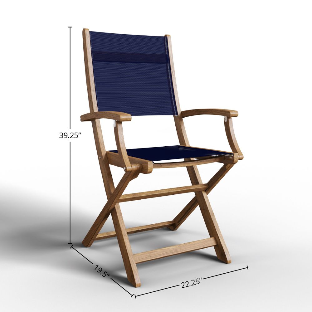 Lucas Teak Outdoor Dining Folding Armchair - Black Weather-Resistant Patio Chair for Garden, Poolside & Restaurant Use