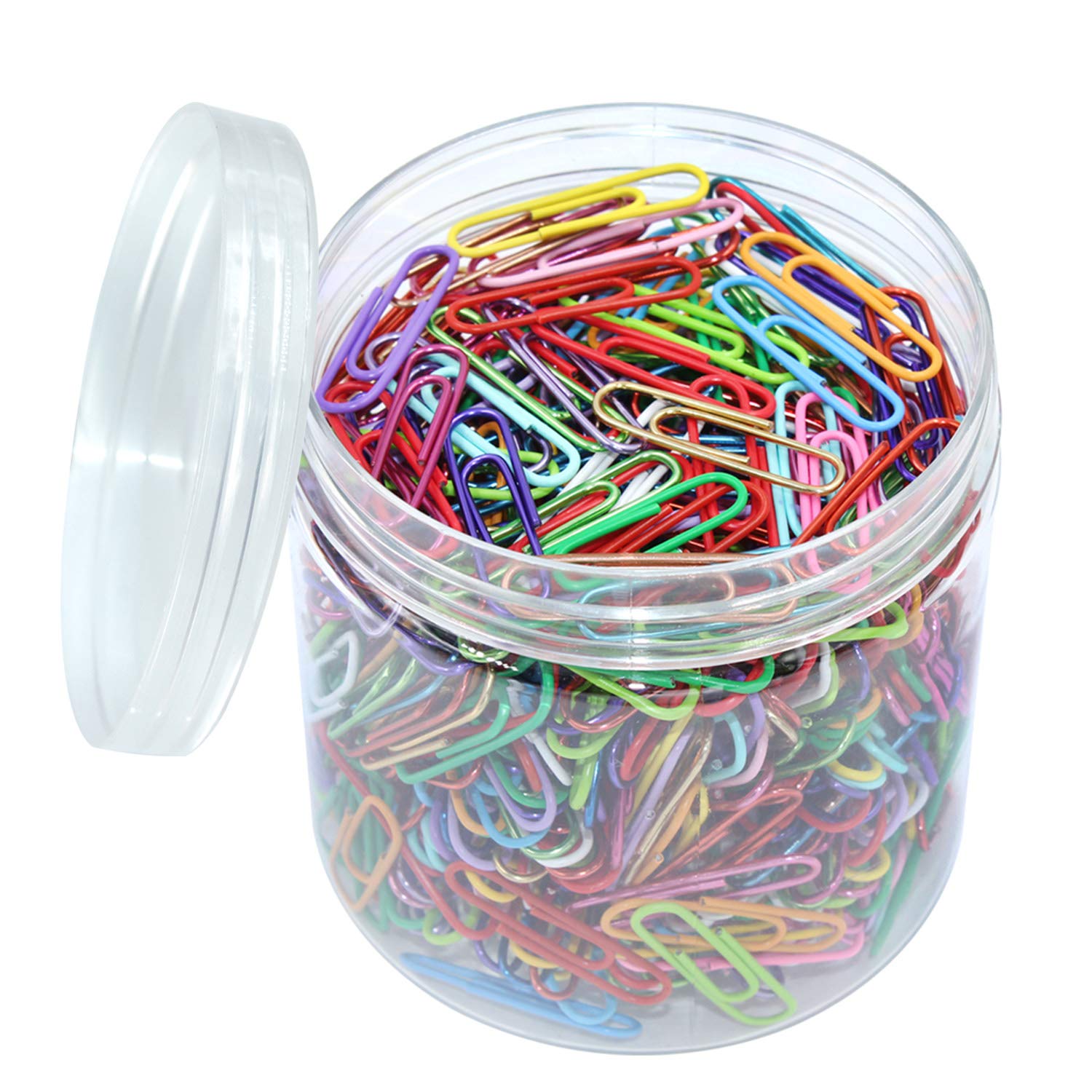 500pcs Multicolor Paper Clips Set - 20 Vibrant Colors, 33mm Office Supplies with Plastic Storage Box | Perfect for Organizing Documents, School Projects, Crafting & Office Use