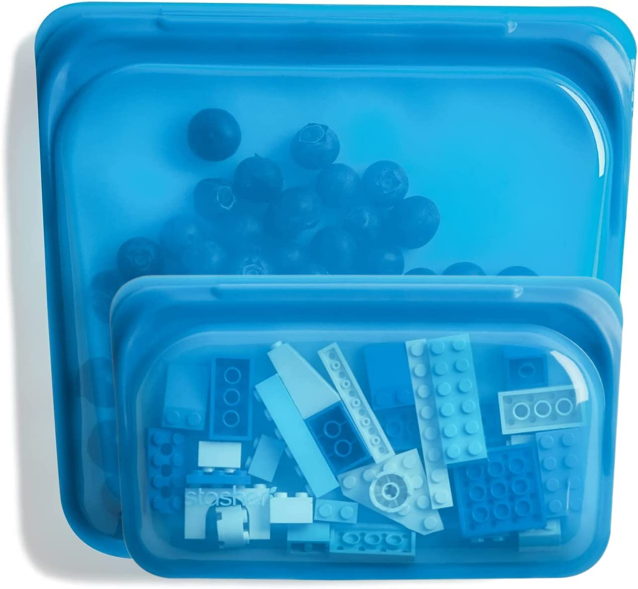 Stasher Silicone Reusable Storage Bags 2-Pack (Blueberry) - Eco-Friendly Food Containers for Meal Prep, Lunch, Travel & Gym | Freezer, Oven, Microwave & Dishwasher Safe | Perfect for Work, School, Picnics & Outdoor Activities
