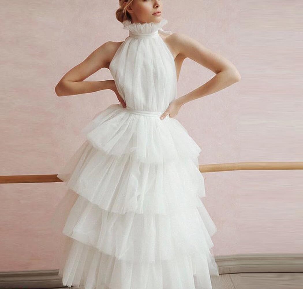 Elegant Women's Halter Homecoming Dress Tiered Tulle Prom Gown A-Line Evening Party Dress for Formal Events & Special Occasions