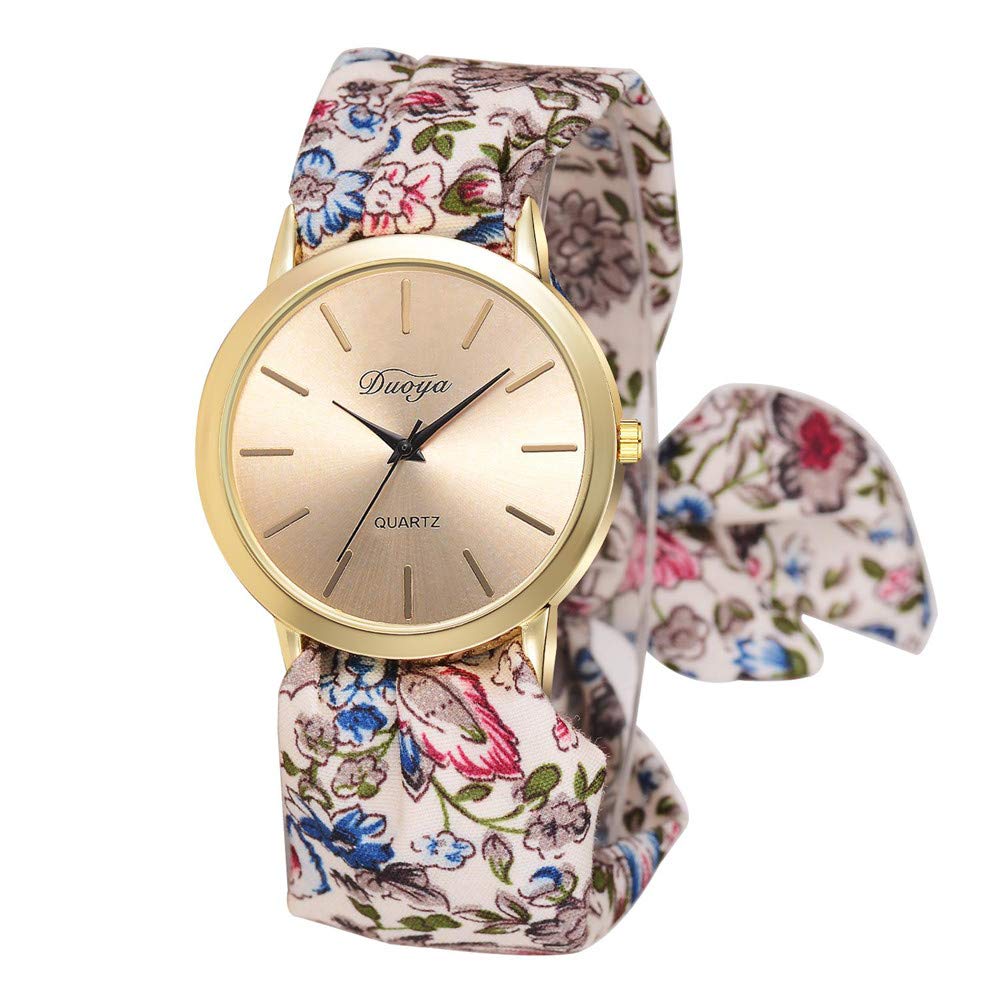 Elegant Women's Bow Party Fashion Watch with Floral Scarf Band - Stylish Casual Wristwatch for Women & Men - Perfect for Parties, Weddings & Everyday Wear