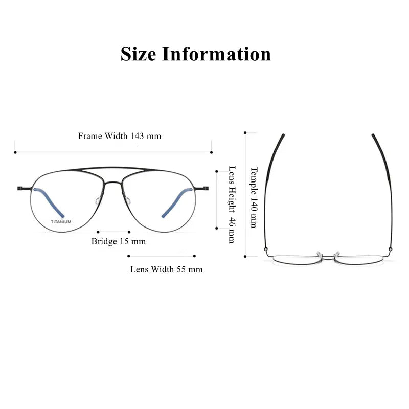 Titanium Eyeglasses for Men - Full Rim Oval Double Bridge Frame 45507 | Lightweight & Durable | Perfect for Work, Reading & Everyday Use