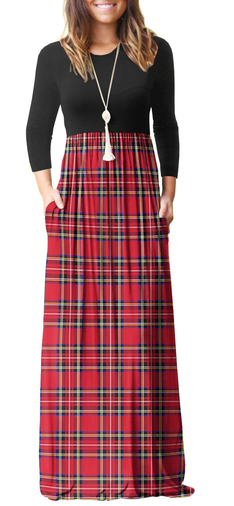 GRECERELLE Women's Long Sleeve Maxi Dress - Loose Fit Casual Plain Long Dress with Pockets | Perfect for Everyday Wear, Beach Cover Up & Vacation Outfits