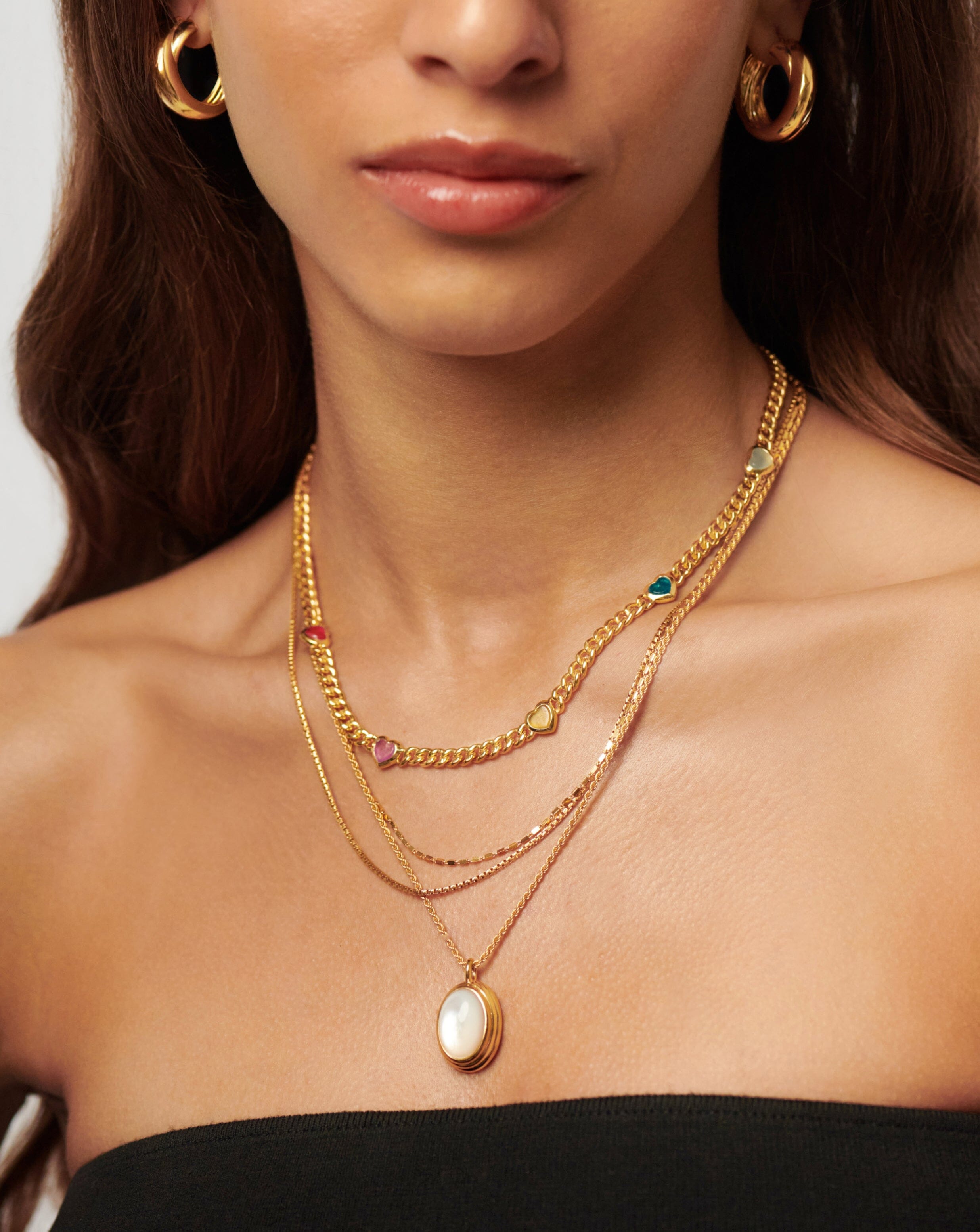 Jelly Heart Gemstone Charm Necklace - 18k Gold Plated Multi Quartz Crystal Pendant | Elegant Jewelry Gift for Women, Perfect for Valentine's Day, Anniversary & Special Occasions