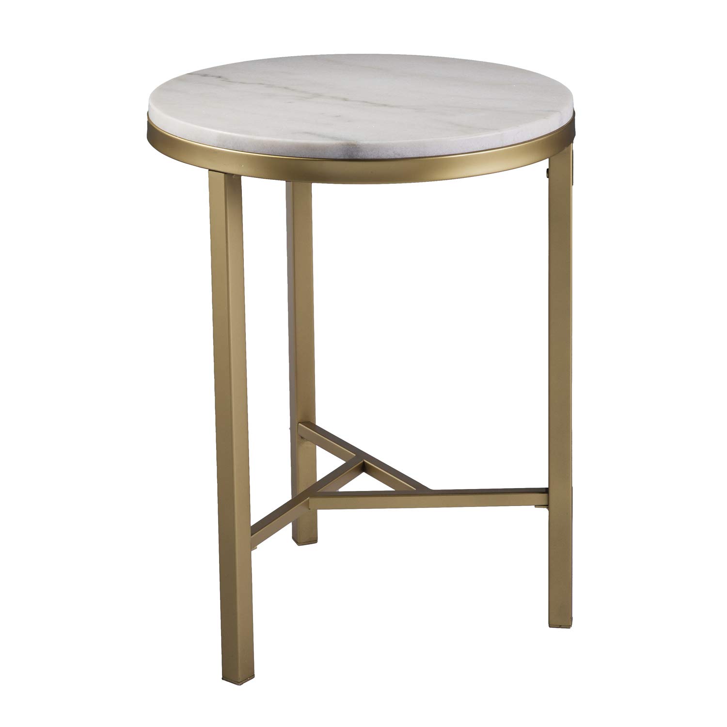 SEI Furniture Garza Midcentury Modern Marble Side Table - 18x24 Inches, White - Accent Table for Living Room, Bedroom & Office Decor