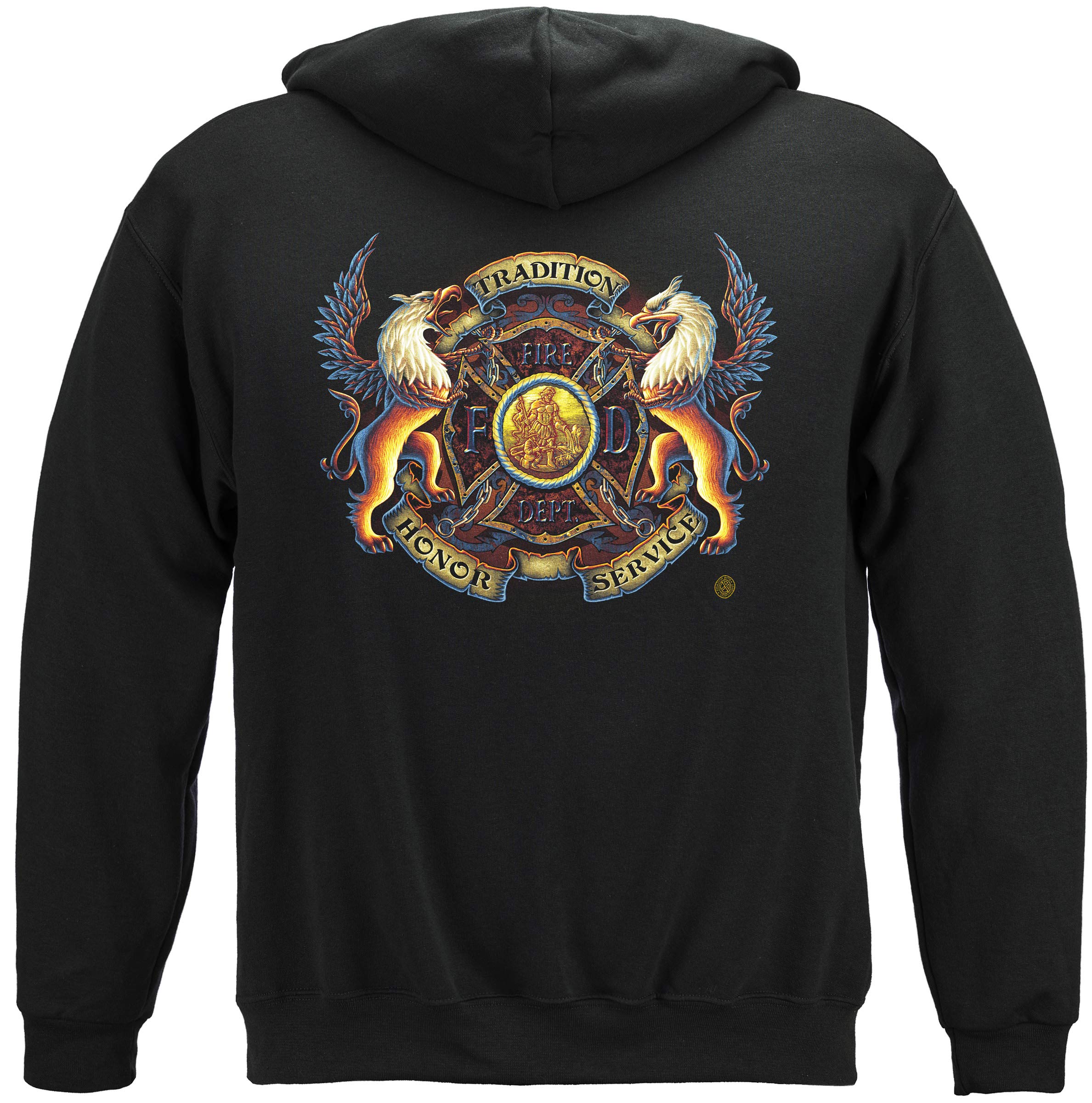 Erazor Bits Firefighter Hooded Sweatshirt with Coat of Arms Design - FF2077SW - Comfortable Workwear for Firefighters & First Responders